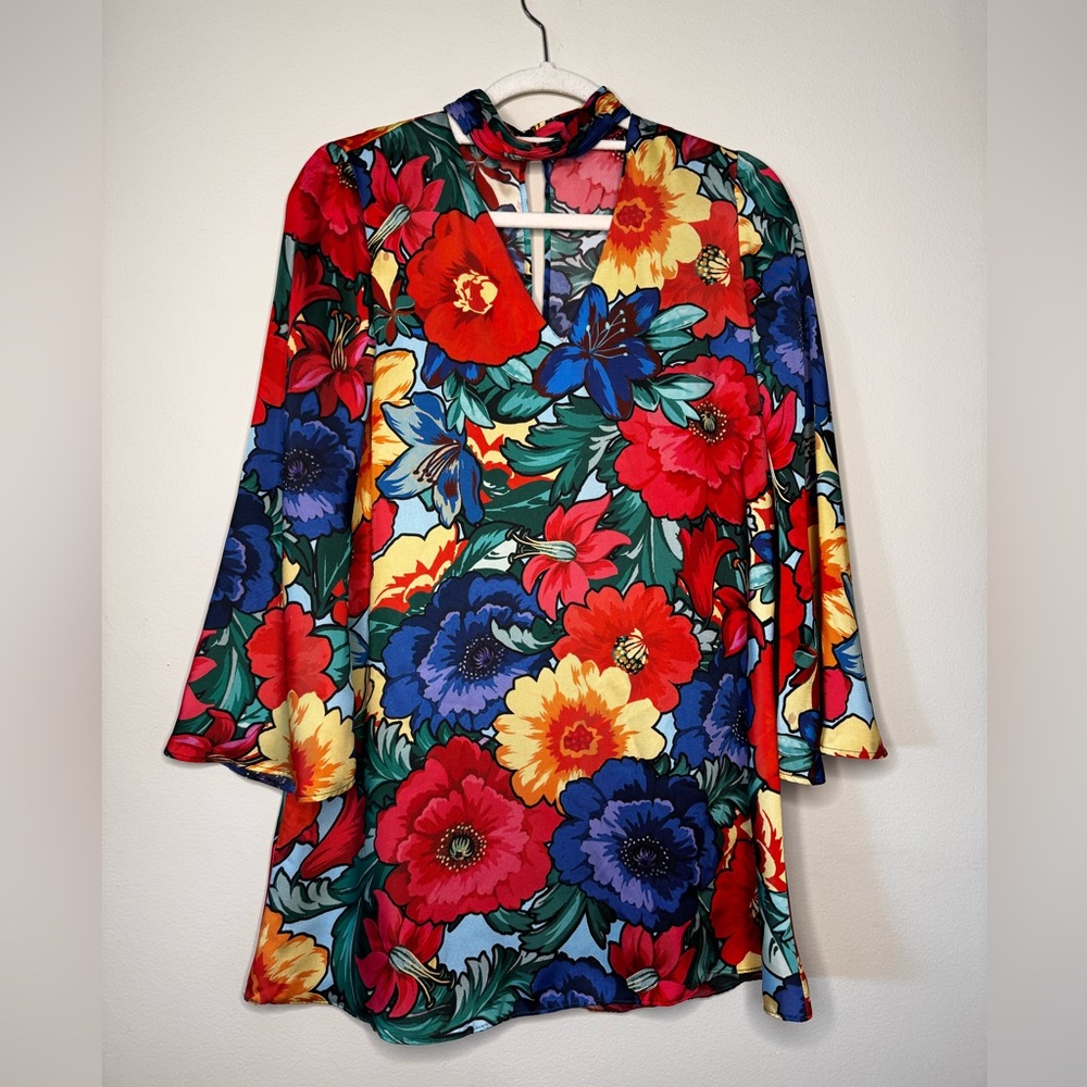 Flared Sleeve Zara Floral Print 70s Inspired Dress/Shirt